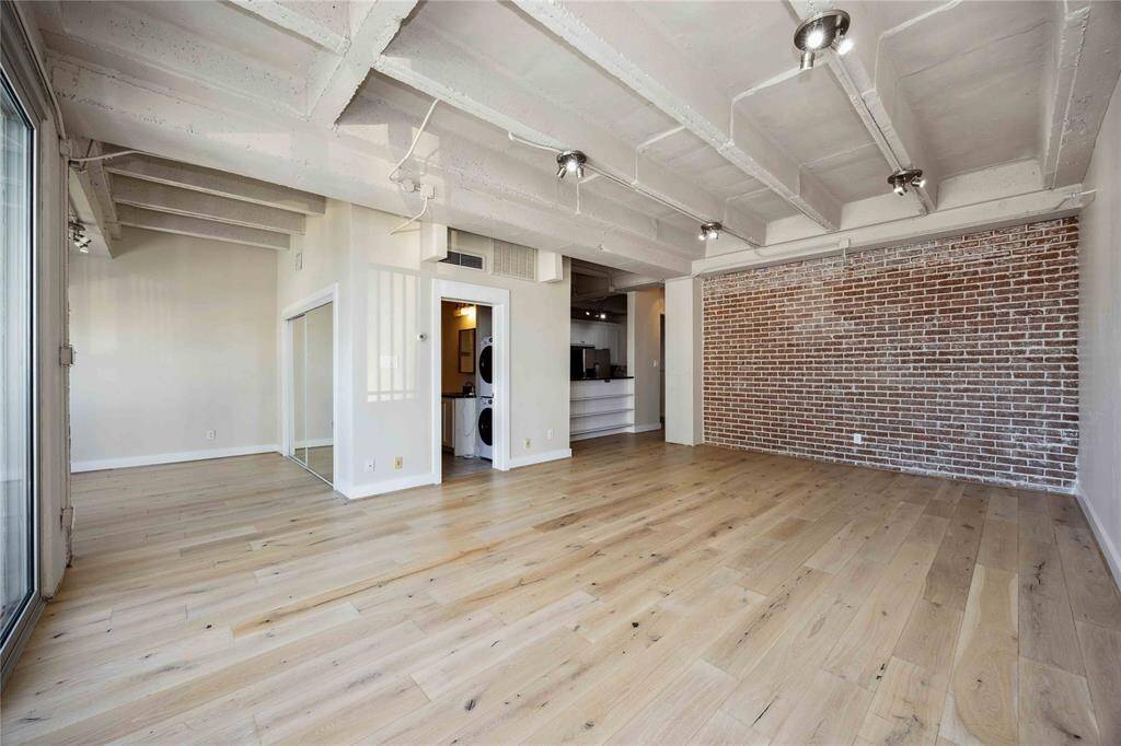 A large combination living room/ dining room offers an ideal space to entertain.