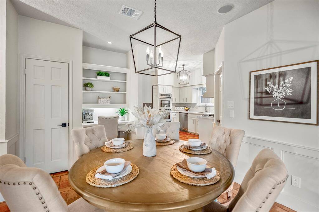 The corner breakfast room offers a beautiful place to relax in the mornings while getting ready for the day.