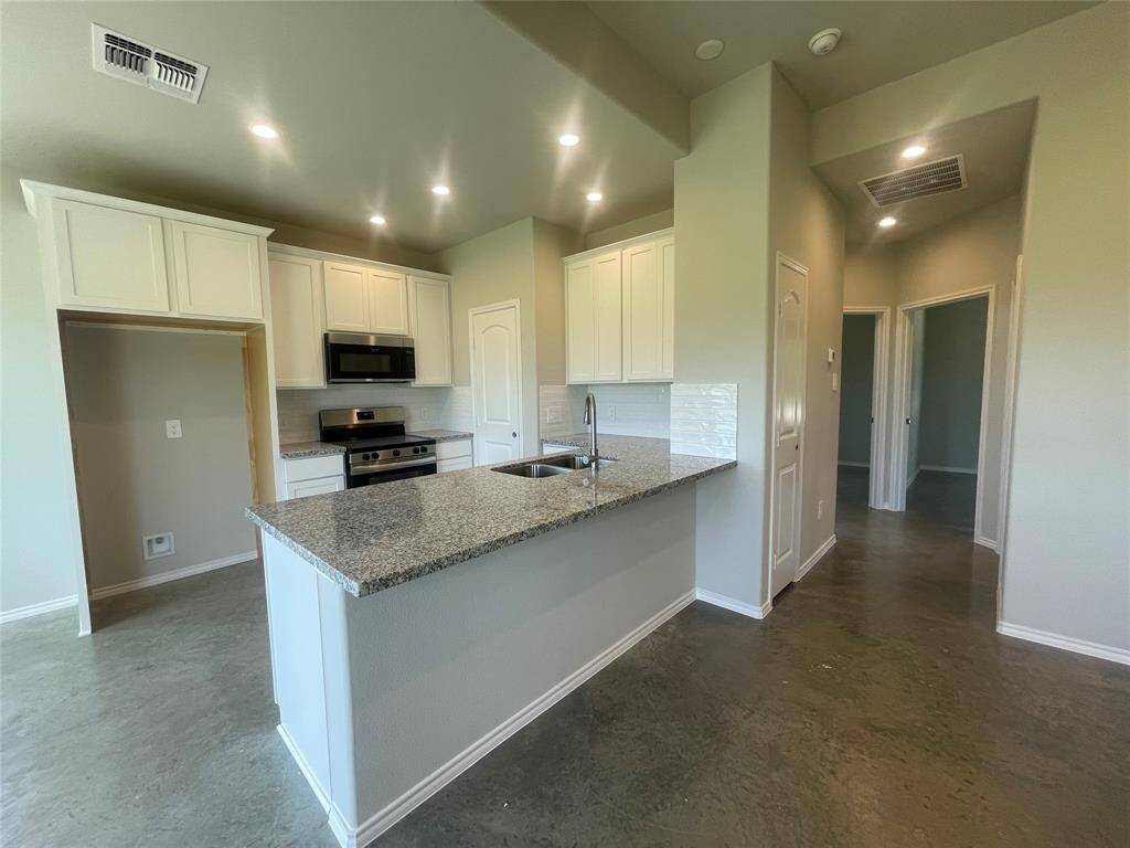 Kitchen with Island overhang