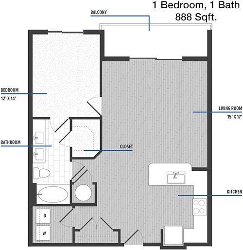 888 SF FLOOR PLAN.