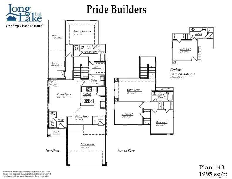 Plan 143 features 3 bedrooms, 2 full baths, 1 half bath and over 1,900 square feet of living space.