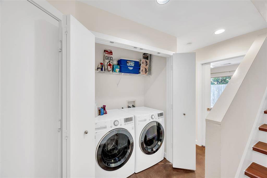 Washer and dryer included in the sale.