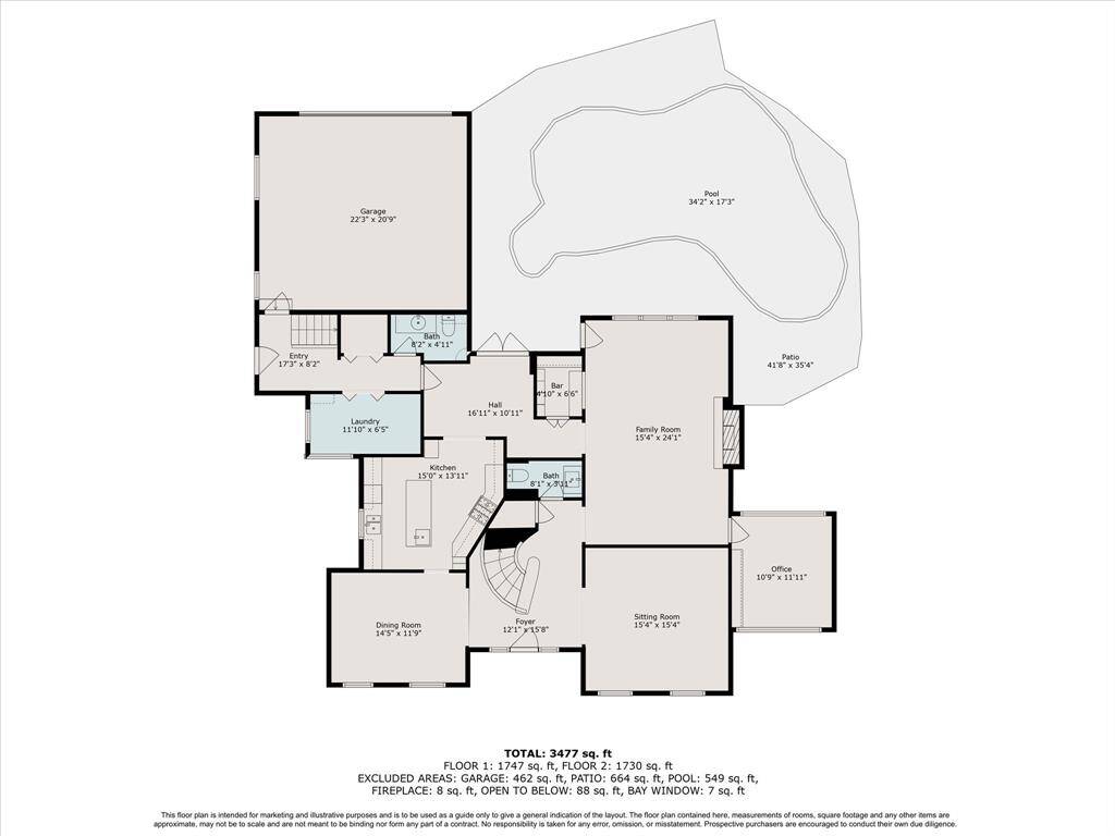 Floor plan 1st floor. Room sizes are approximate and should be verified.