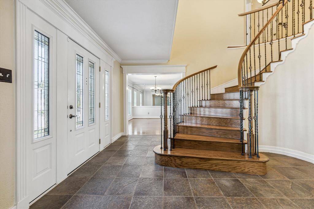 Another view of the beautiful, spiral staircase in the entry.