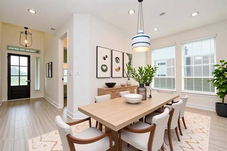 staged dining area