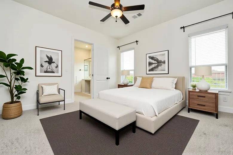 staged primary bedroom