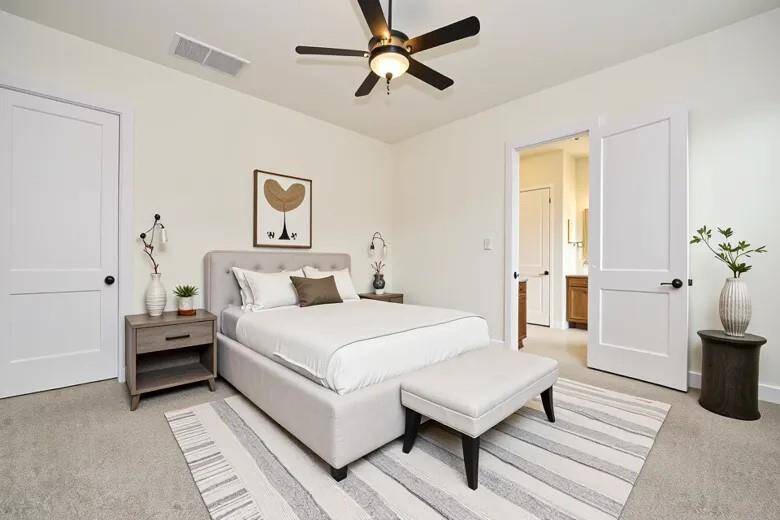 staged primary bedroom
