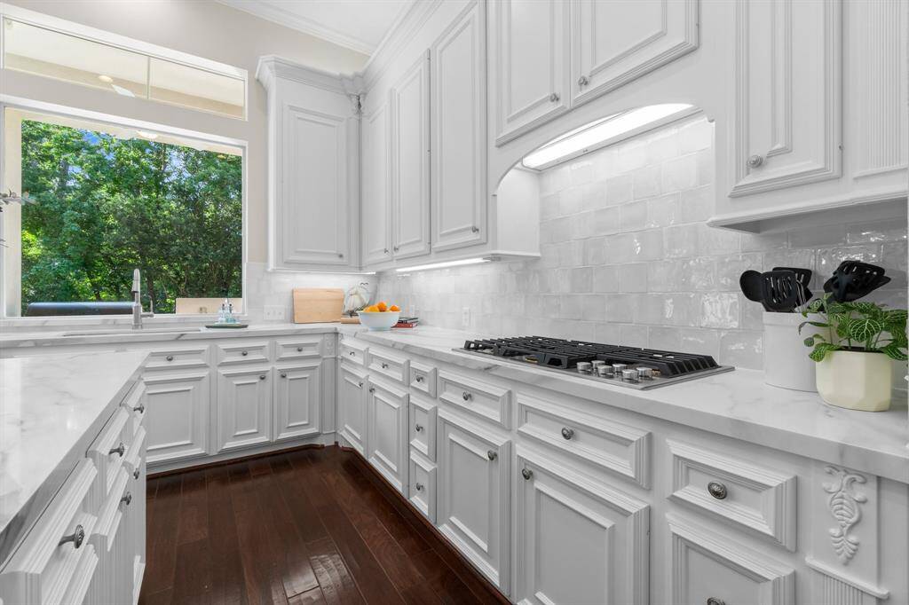 New quartz countertops & deco tile backsplash