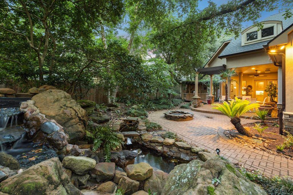 View from water feature of back of home