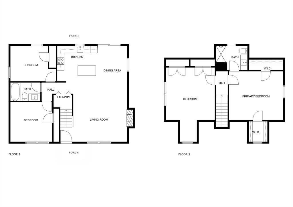 Whether you're looking to incorporate a home office, playroom, game room, guestroom or even an in-home gym, the 2 up/2 down room options in this home are so versatile! The first floor includes a spacious living room, dining area, kitchen, two bedrooms, a bathroom, and a laundry room. The second floor has two more bedrooms, including a primary bedroom with a walk-in closet, and an additional bathroom.