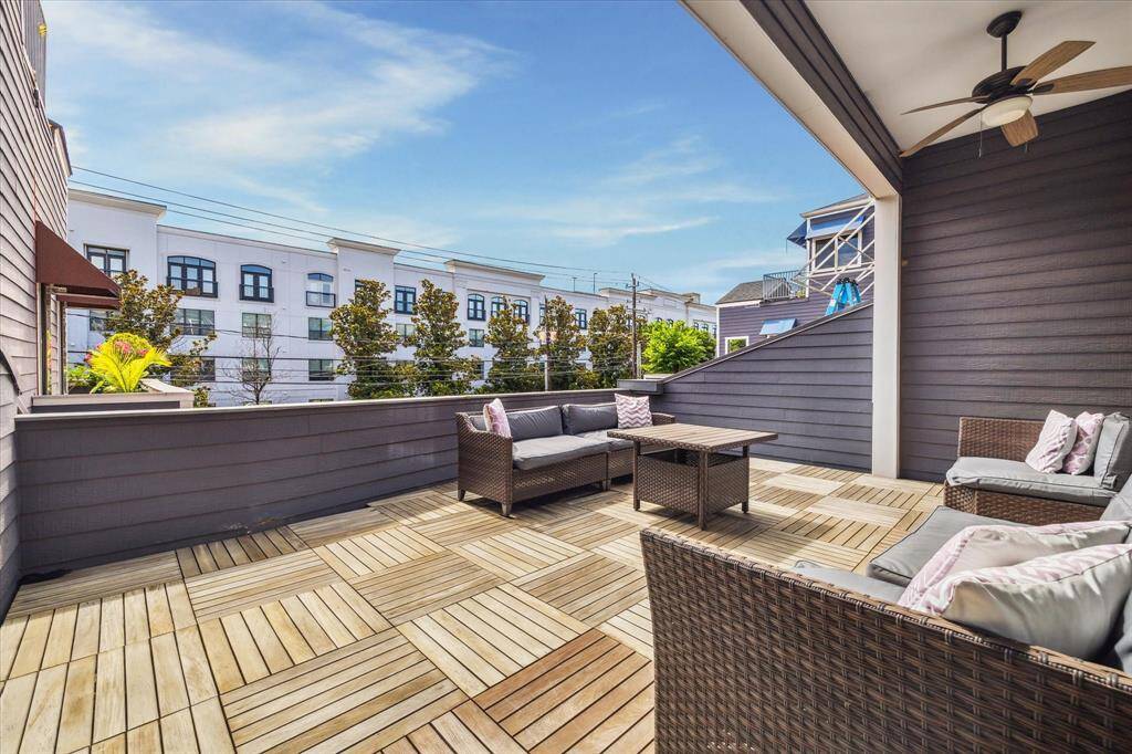 Located in the heart of Montrose! Check out the gorgeous terrace from the living room.