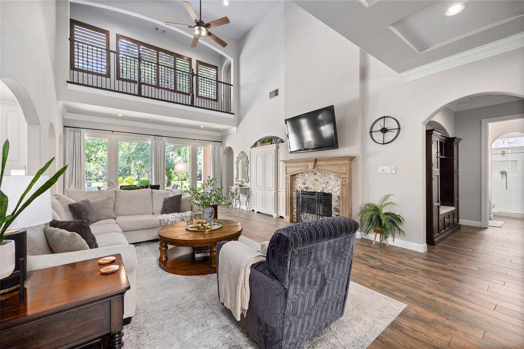 View of the Family room with the hallway leading to the Home Office and full secondary bathroom