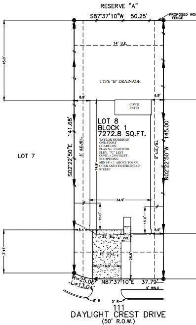 111 Daylight Crest Drive preliminary plot plan