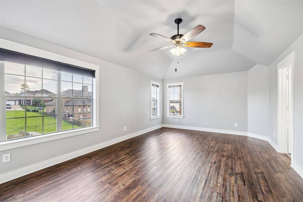 Oversized master bedroom with upgraded flooring