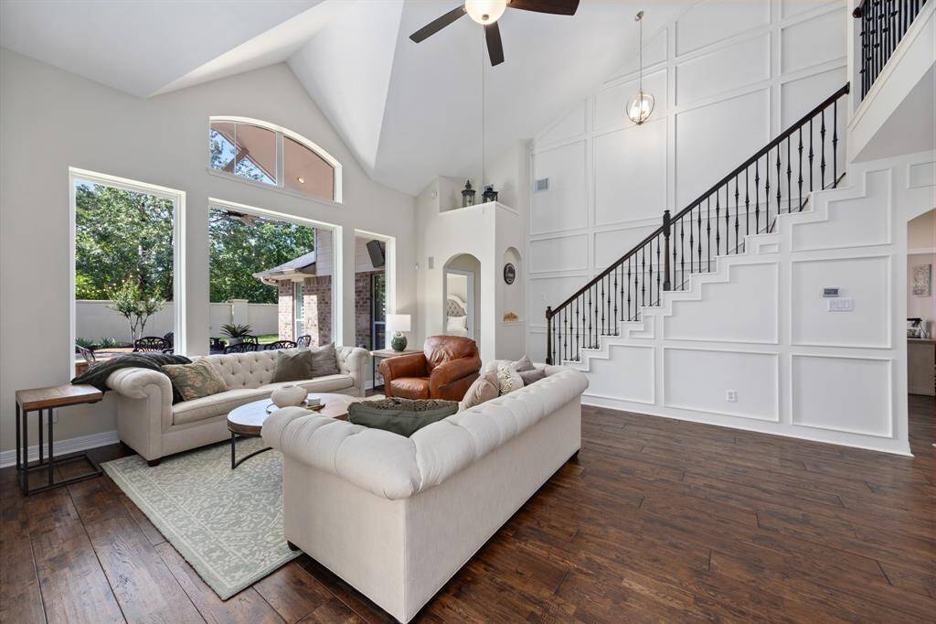 Picture windows overlook the incredible backyard with no back neighbors.