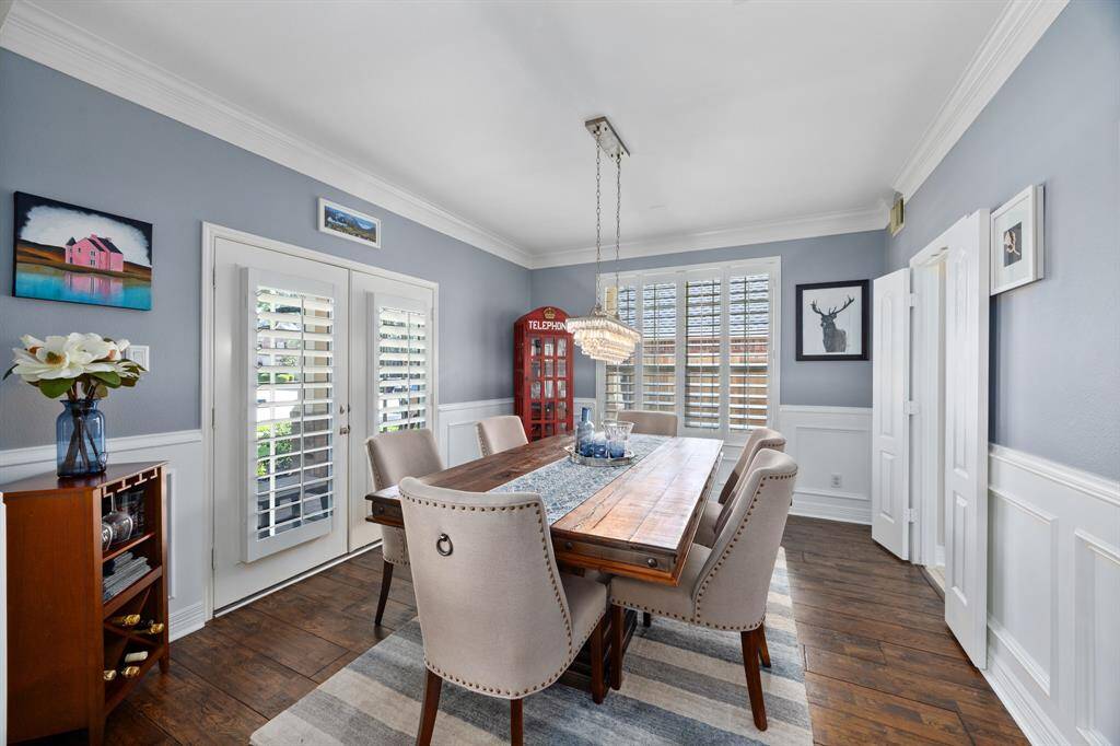 Plantation shutters span across the home to allow gorgeous, natural light.