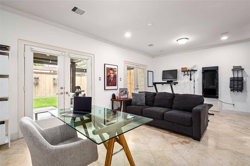 First floor bedroom, used as workout room and office
