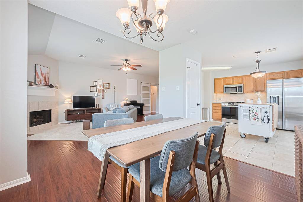 View of dining room, kitchen and living room