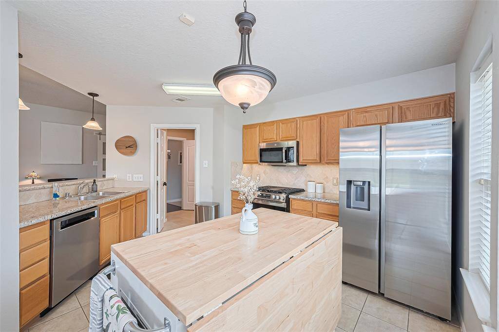View of the kitchen from the dining room.