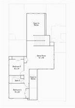 This upstairs floor plan features two comfortable bedrooms, a full bathroom, and a spacious game room perfect for entertainment or relaxation. Enjoy the outdoors with an open-air balcony, adding to the allure of this well-designed level.