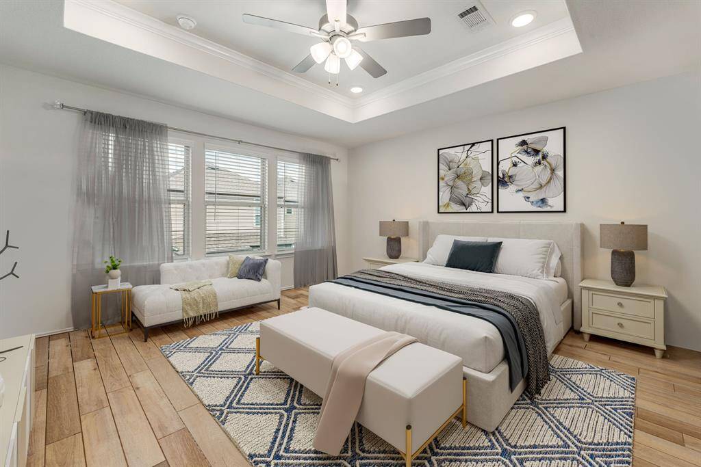 Come upstairs and enjoy a day of leisure in this fabulous game room/media room! This is the perfect hangout spot or adult game room, this space features wood style floors, recessed lighting, custom paint and storage closet. *Virtually Staged