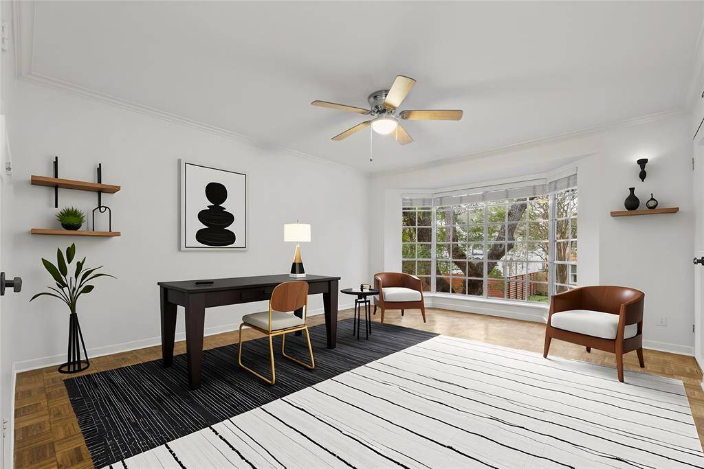 Upstairs secondary office or bedroom overlooking Marshall trees