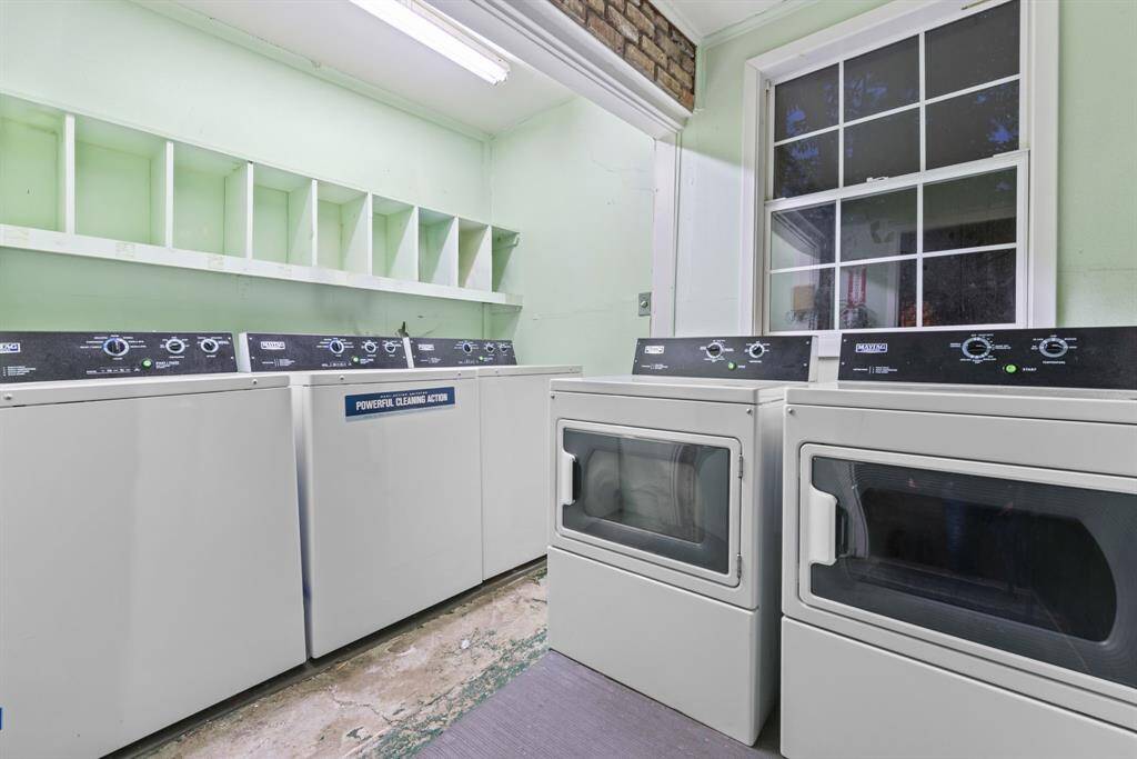 Shared laundry room across courtyard