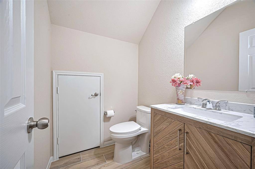 Completely remodeled powder room offers Fresh and Modern appeal