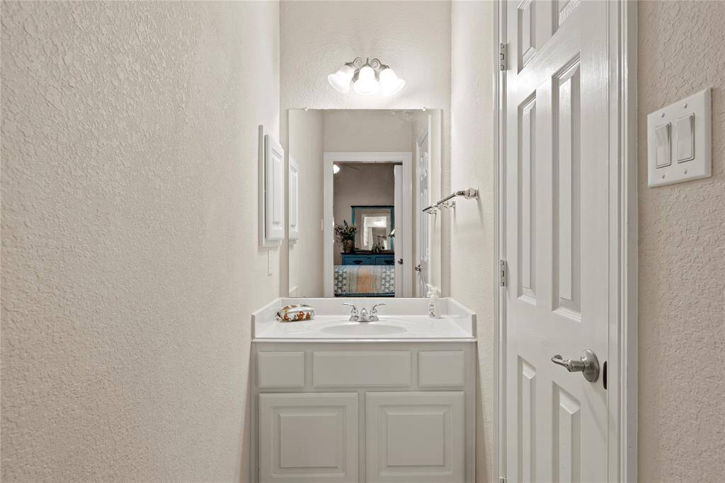 Secondary sink area provides privacy and allow for individuality.