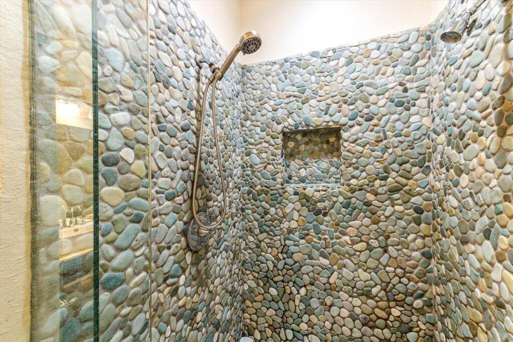 Getting back to nature in this rock wall shower.