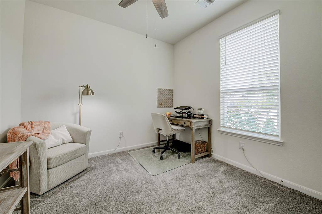 This is the 1st bedroom is to the right of the entry and is currently being used as an office. The 2 spare bedrooms are separated by the secondary bathroom at the front of the home!