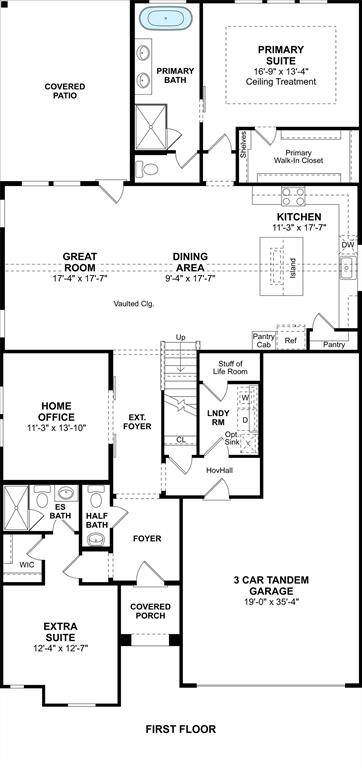 The Tuscaloosa floor plan by K. Hovnanian Homes. 1st floor shown. *Prices, plans, dimensions, features, specifications, materials, and availability of homes or communities are subject to change without notice or obligation.