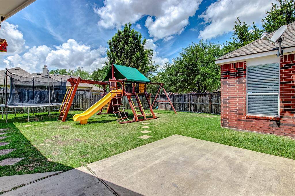 Step through the back door and enter the private backyard, where a spacious patio overlooks the fenced-in yard, providing the perfect setting for outdoor relaxation and entertaining.