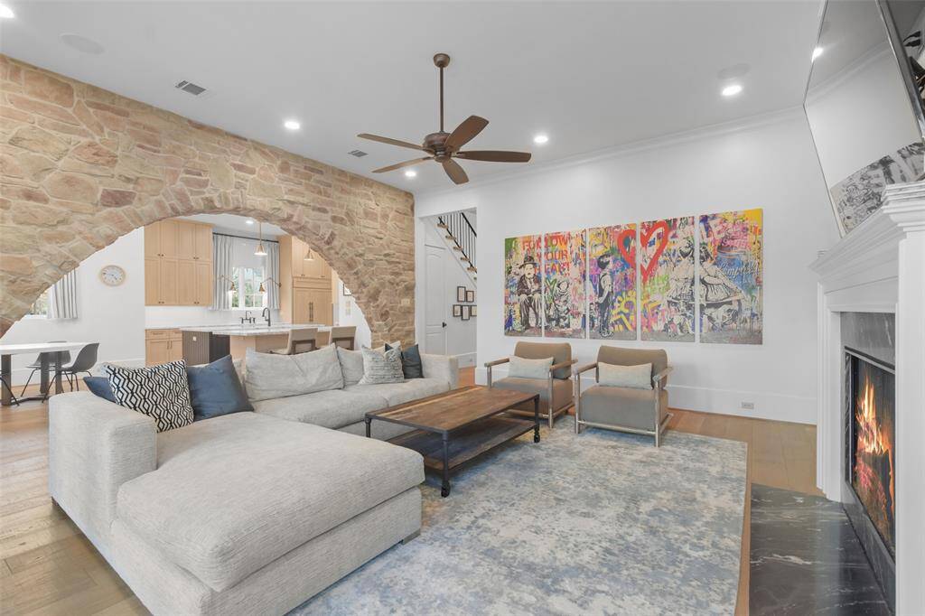 An additional view of the family room highlights the seamless flow between the kitchen and family room.