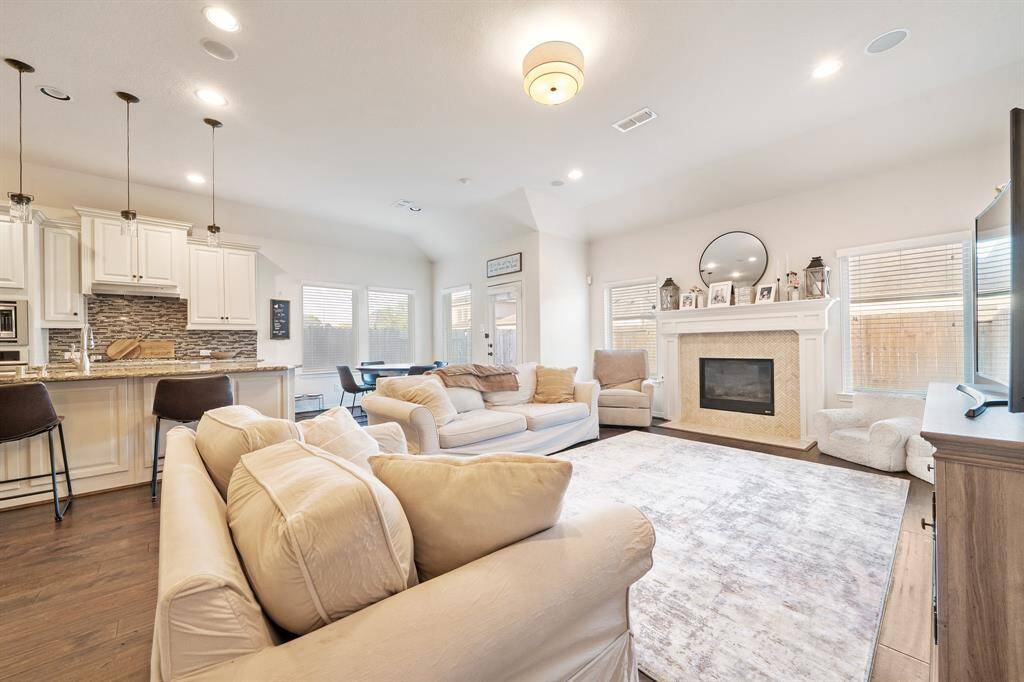 View of living room with fire place