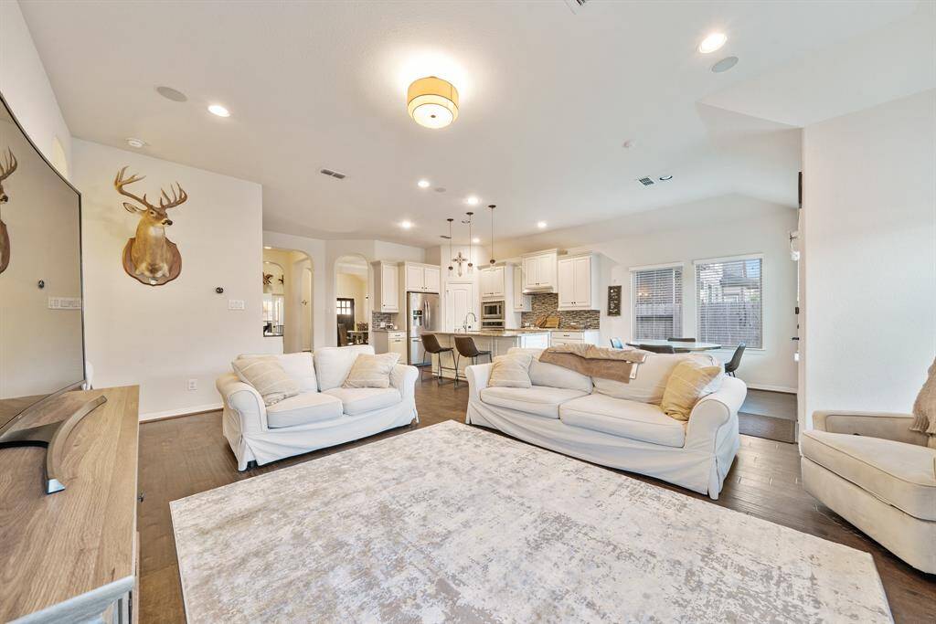 View of living room looking toward kitchen/dining
