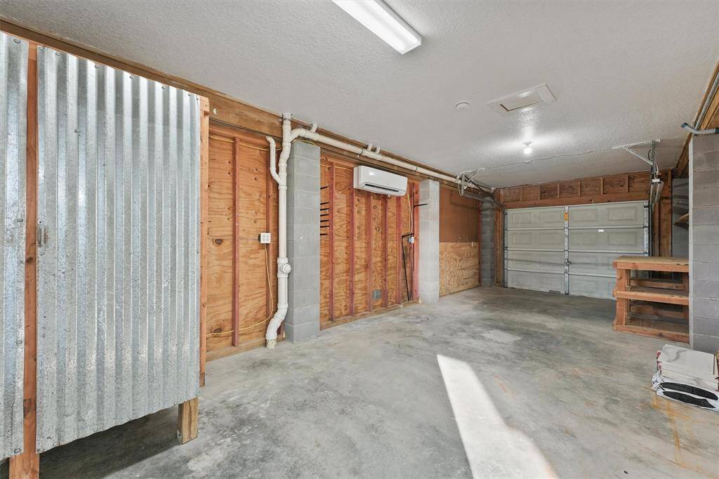 Spacious garage with mini split