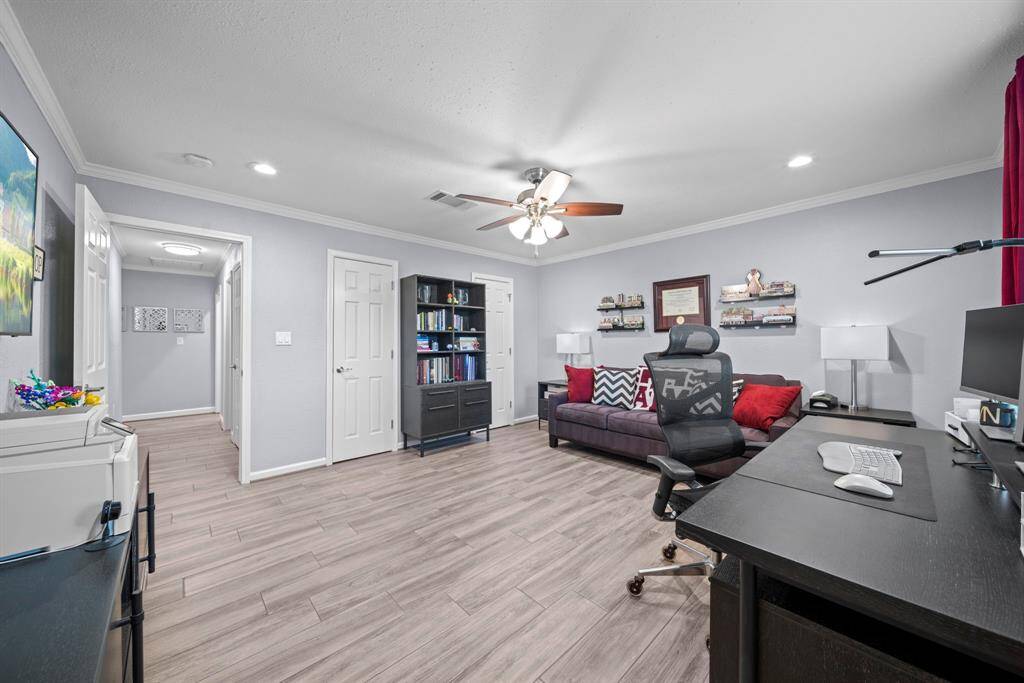 Spacious front guest room with double closet storage