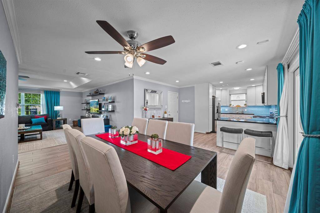 Separate dining space and breakfast bar