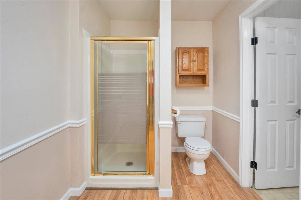Primary bathroom with walkin shower