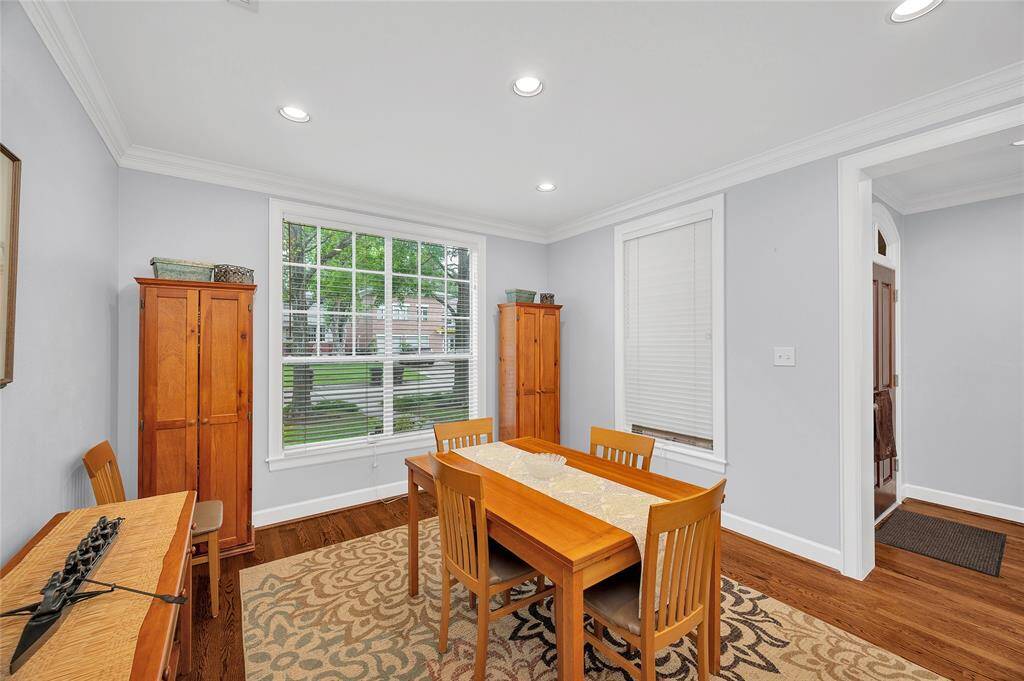Roomy dining with hardwoods