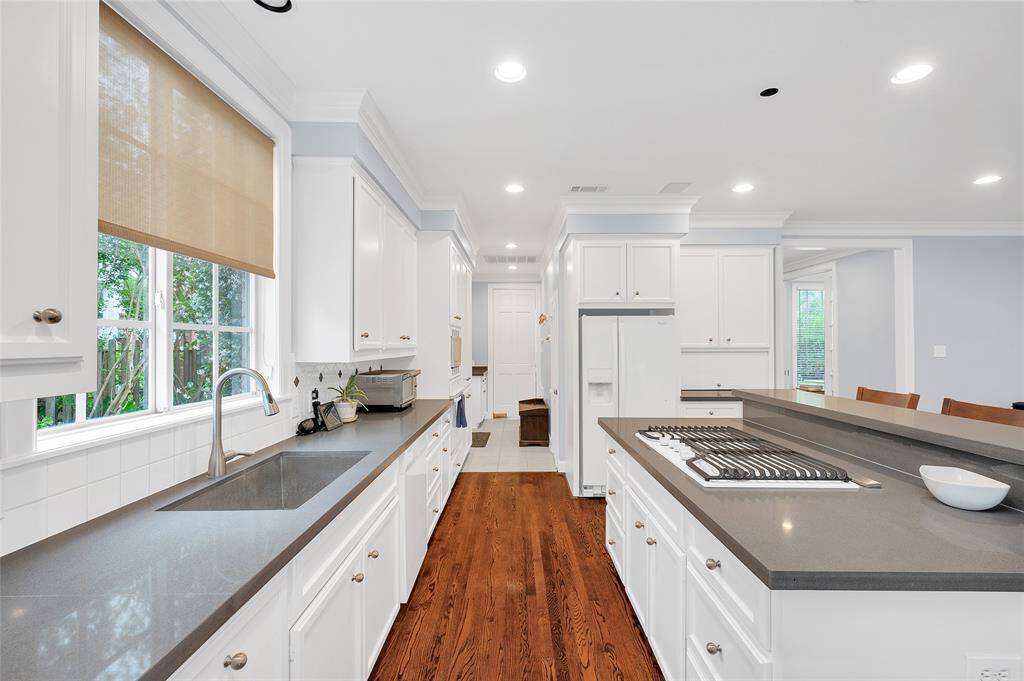 Bright galley-style kitchen