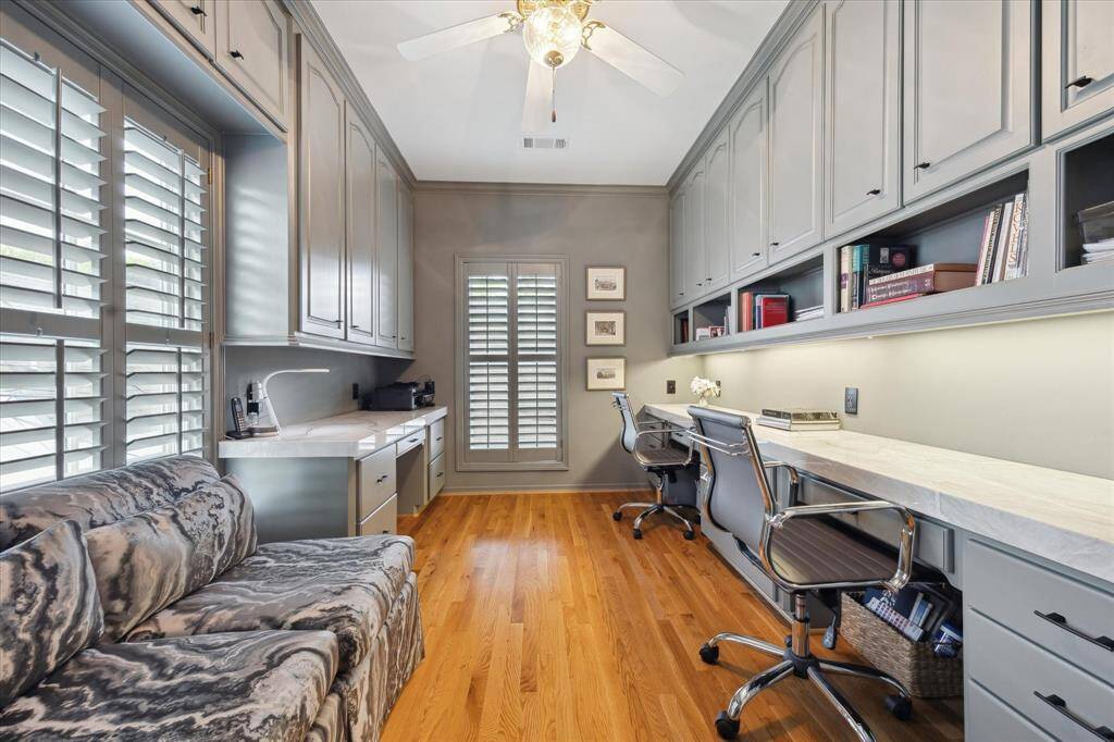 One of two office spaces in the home, remodeled in 2023.  Current with tons of organizational space.