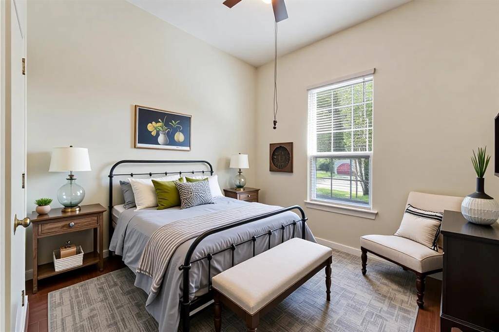 Virtually staged secondary bedroom.