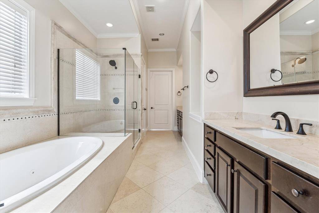 Primary bathroom with dual sinks