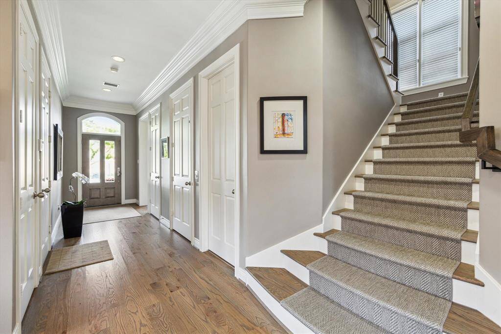 View to front door from entry hall.