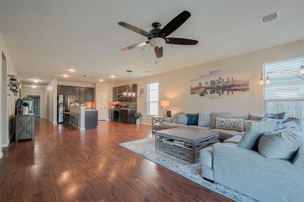 Living area is open to the kitchen