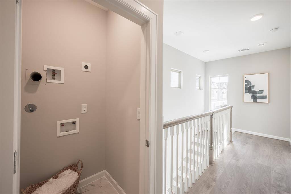 Convenient upstairs location withconnections for full-size washer and dryer.