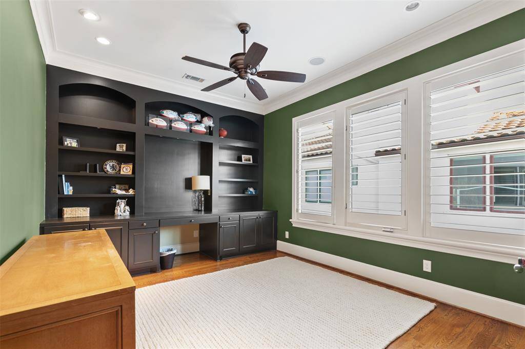 Office with built in cabinetry
