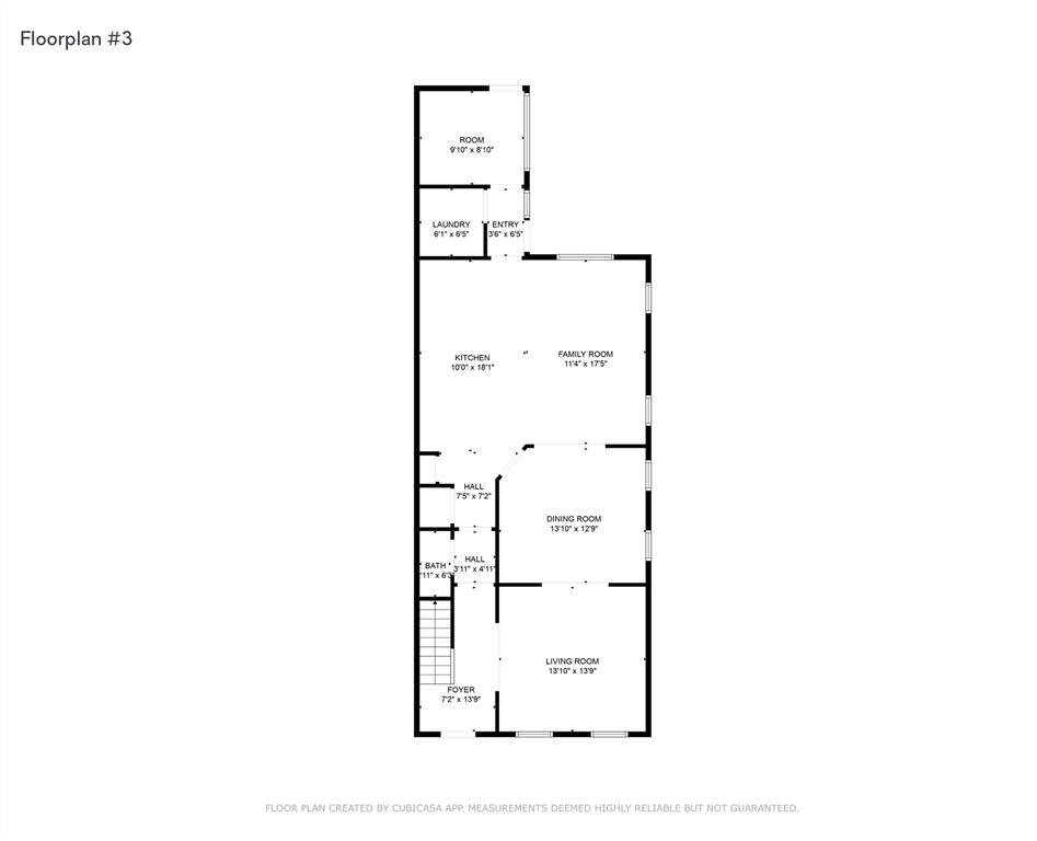 Floorplan #3 showcases a spacious and functional first-floor layout featuring a welcoming foyer, open-concept kitchen and family room, formal living and dining areas, a guest bathroom, laundry room, and an additional flexible room ideal for an office or storage.